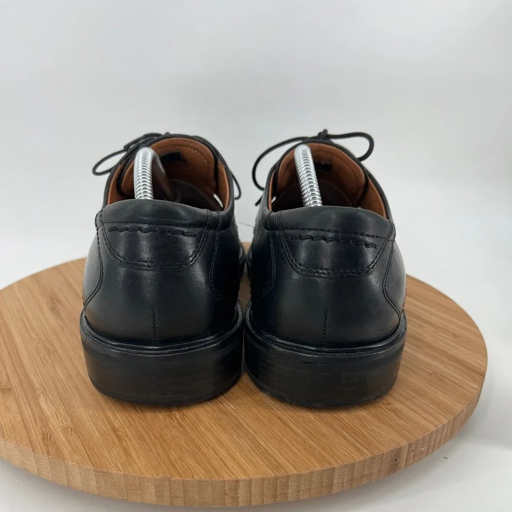 ECCO Mens Black Leather Square Toe Lace‎ Up Dress Shoes Comfort Size US 11  44